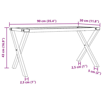 Couchtisch-Gestell in X-Form 90x30x43 cm Gusseisen