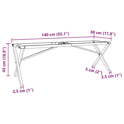 Couchtisch-Gestell in X-Form 140x30x43 cm Gusseisen