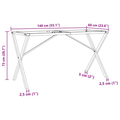 Esstisch-Gestell in X-Form 140x60x73 cm Gusseisen