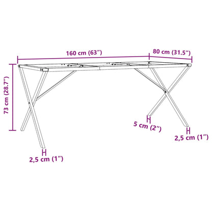 Esstisch-Gestell in X-Form 160x80x73 cm Gusseisen