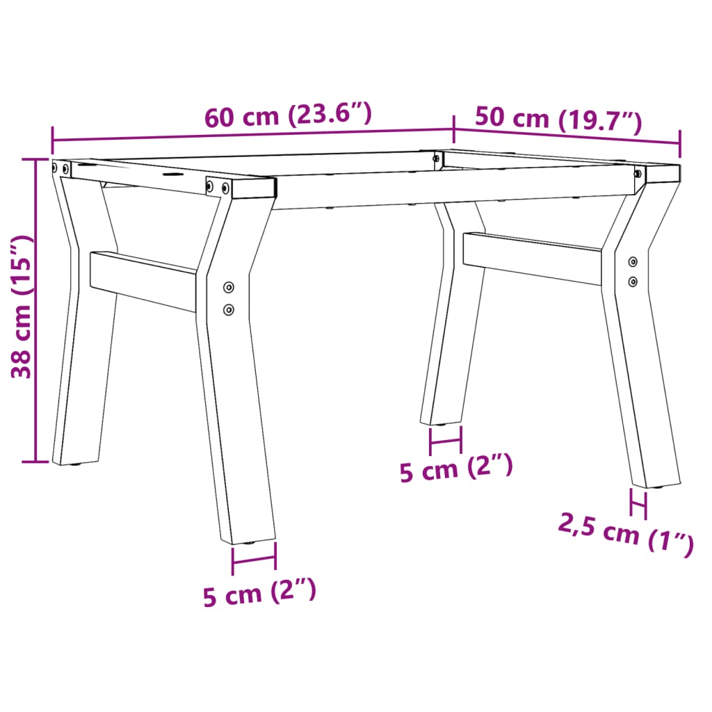 Couchtisch-Gestell in Y-Form 60x50x38 cm Gusseisen