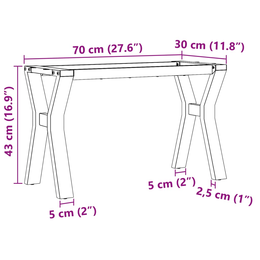 Couchtisch-Gestell in Y-Form 70x30x43 cm Gusseisen