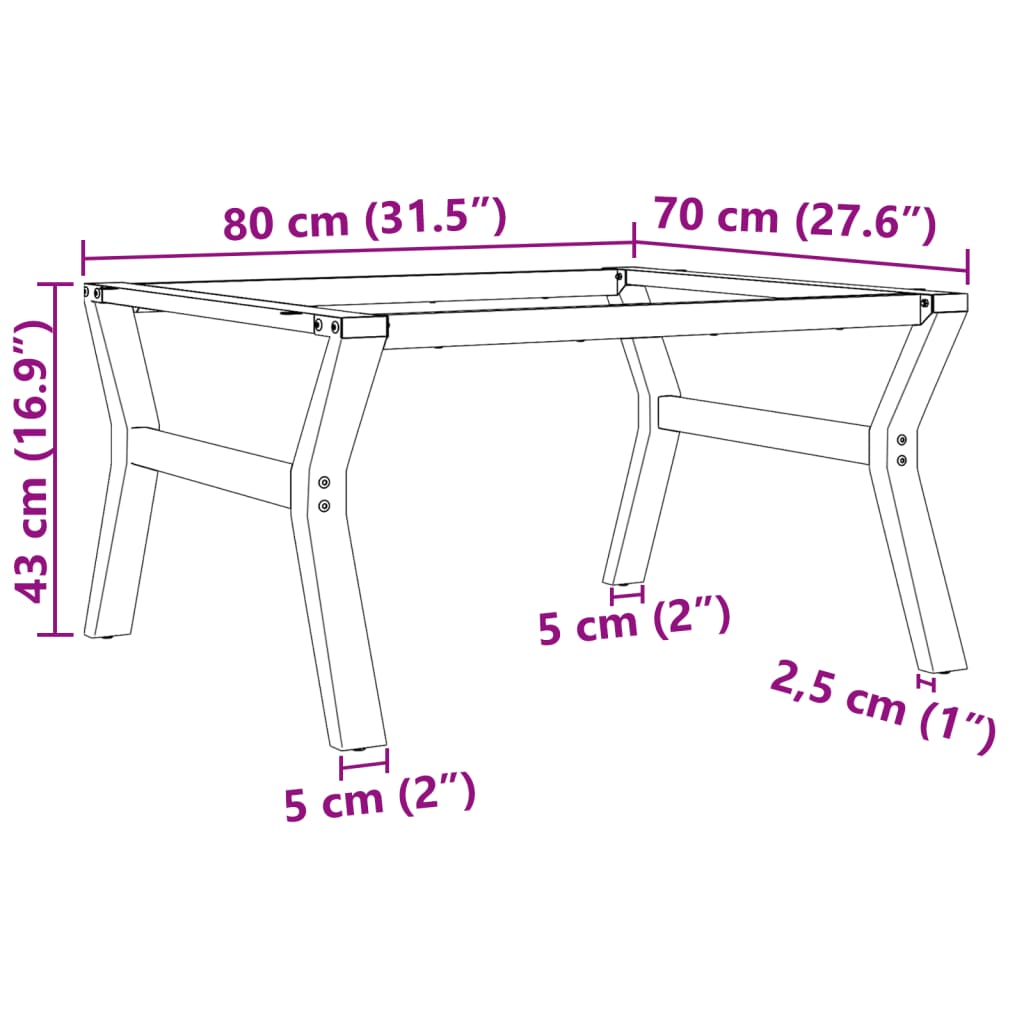 Couchtisch-Gestell in Y-Form 80x70x43 cm Gusseisen