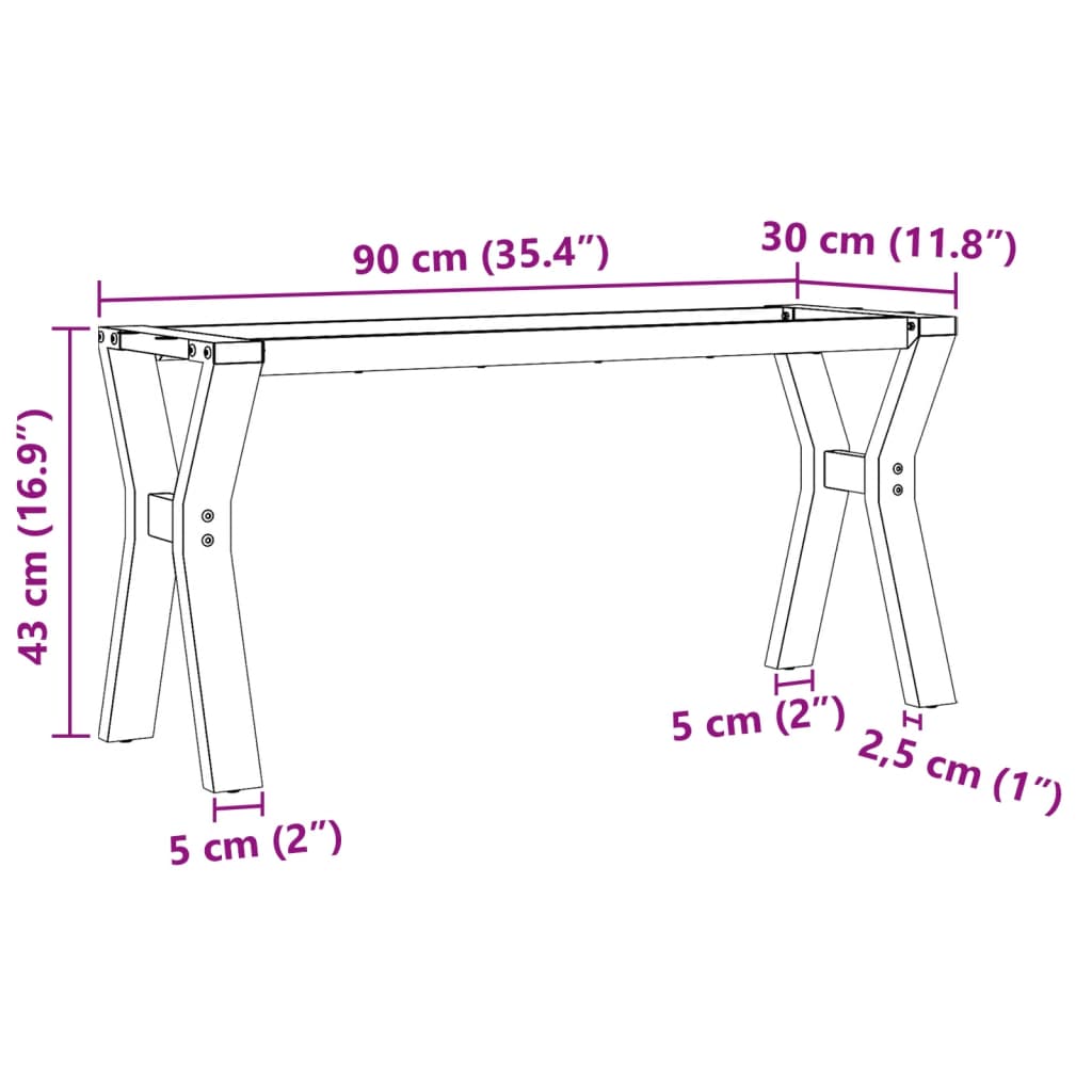 Couchtisch-Gestell in Y-Form 90x30x43 cm Gusseisen