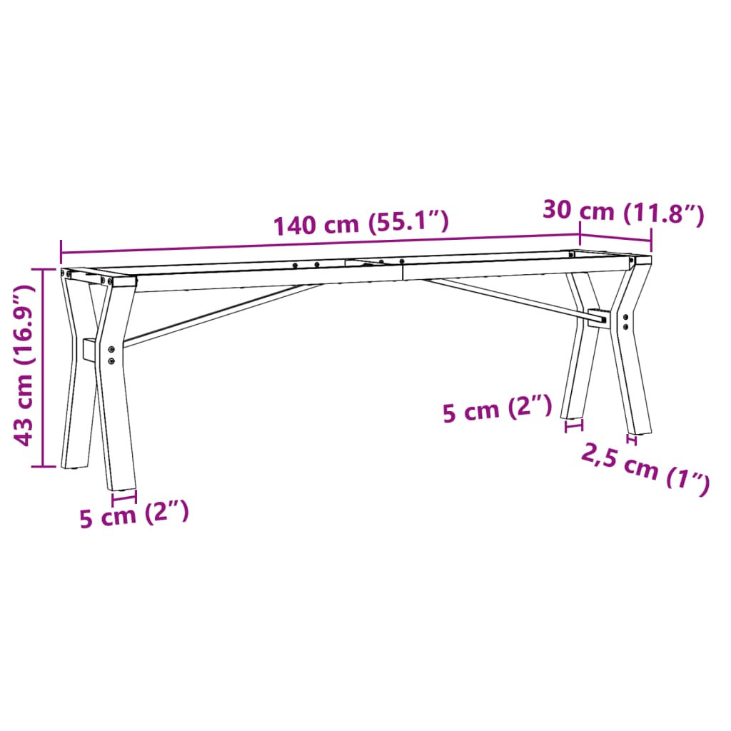 Couchtisch-Gestell in Y-Form 140x30x43 cm Gusseisen