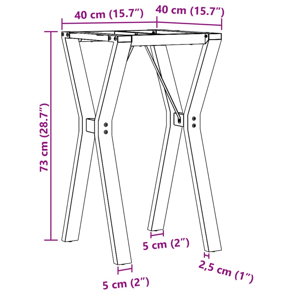 Esstisch-Gestell in Y-Form 40x40x73 cm Gusseisen