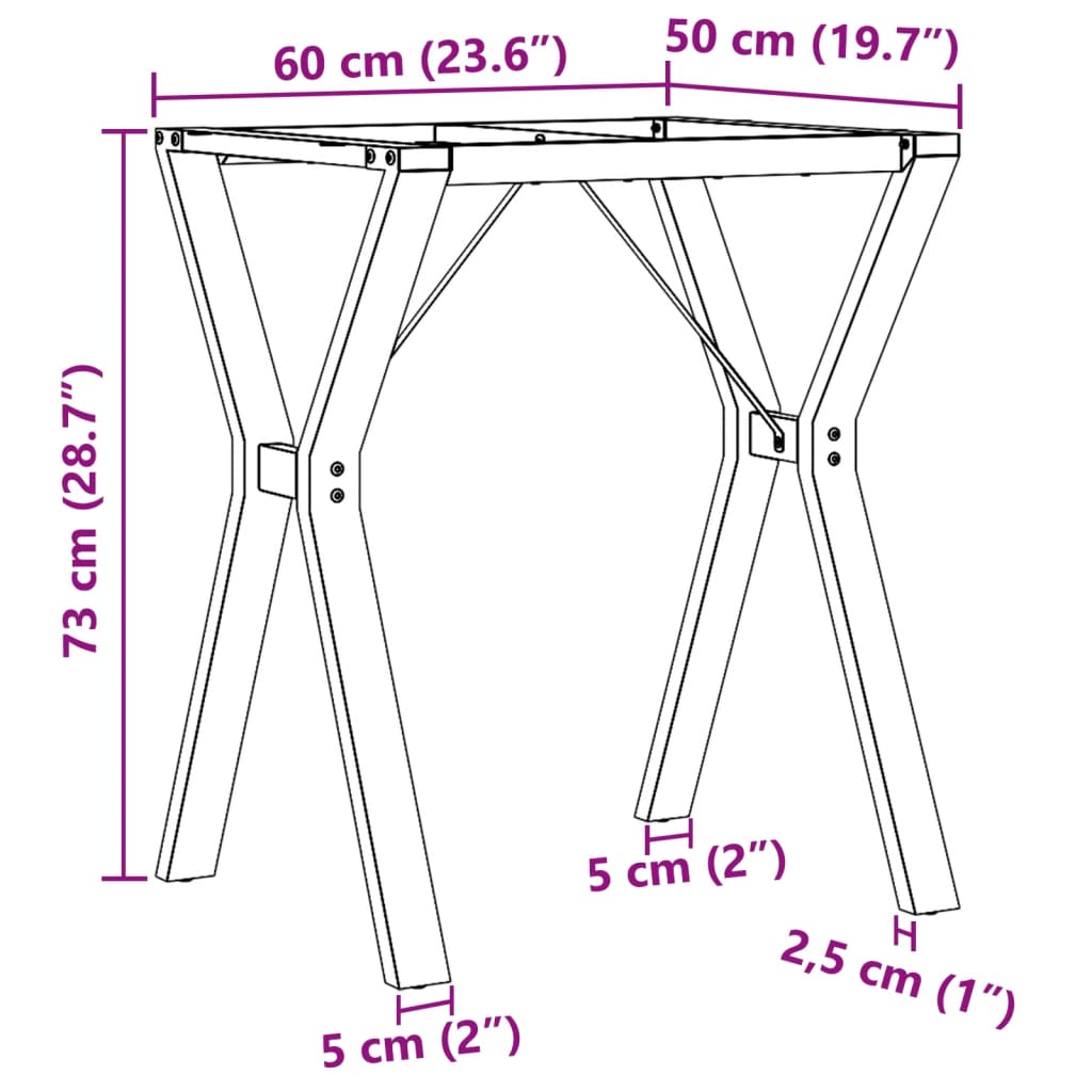 Esstisch-Gestell in Y-Form 60x50x73 cm Gusseisen