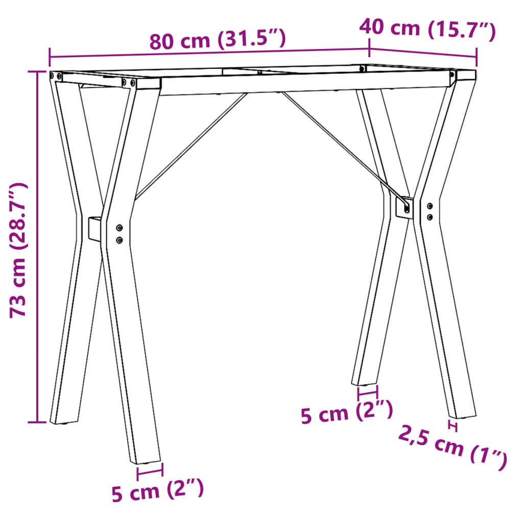 Esstisch-Gestell in Y-Form 80x40x73 cm Gusseisen