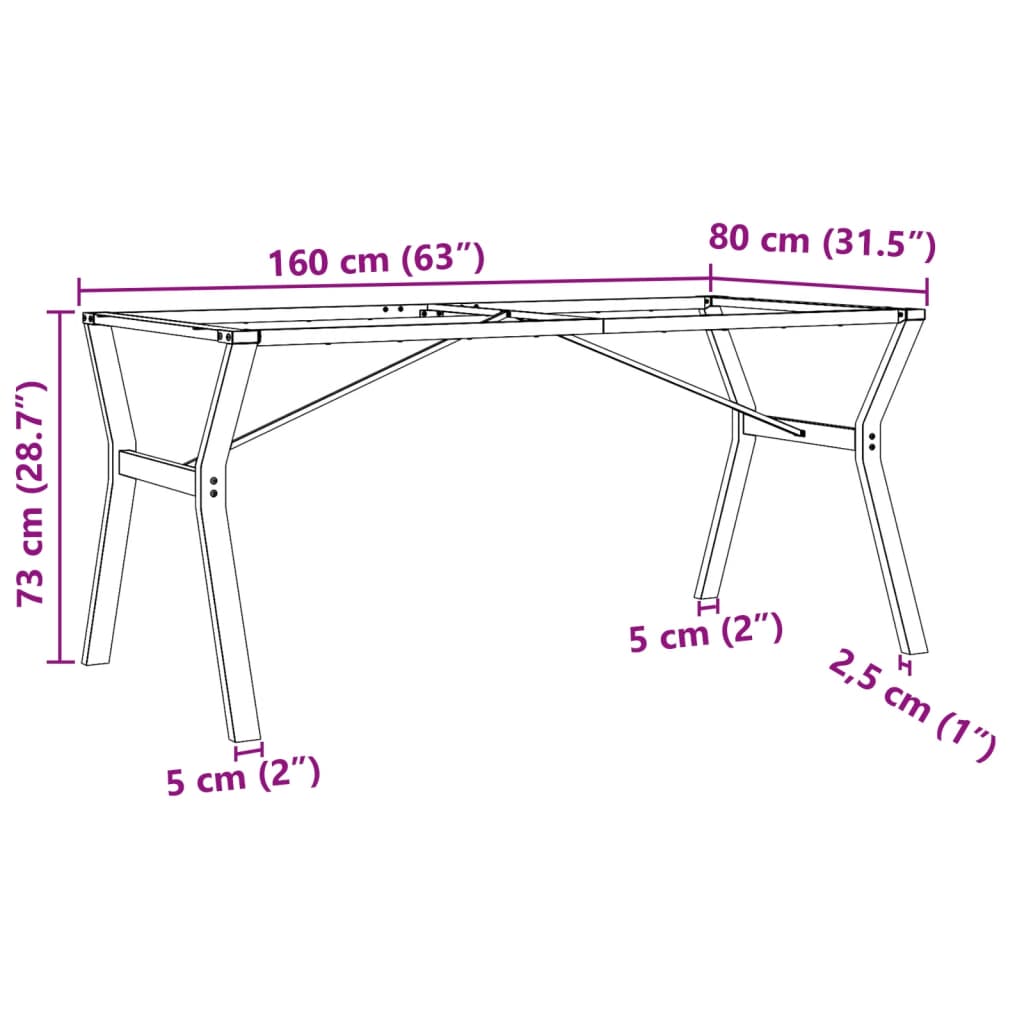 Esstisch-Gestell in Y-Form 160x80x73 cm Gusseisen