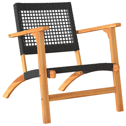 3-tlg. Bistro-Set Schwarz Poly Rattan und Massivholz Akazie