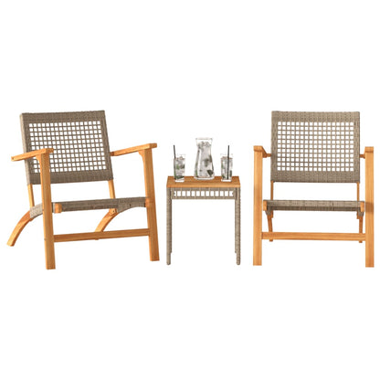 3-tlg. Bistro-Set Beige Poly Rattan und Massivholz Akazie