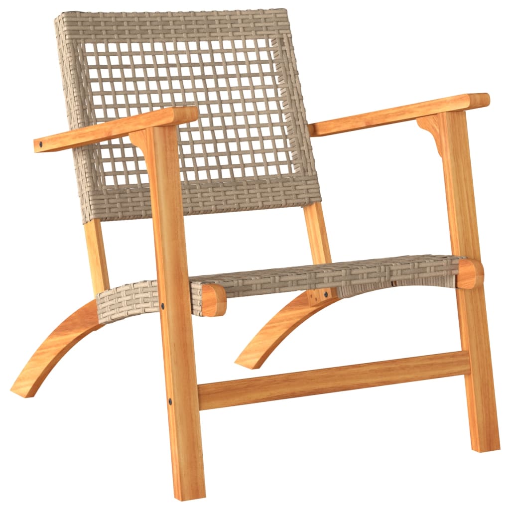 3-tlg. Bistro-Set Beige Poly Rattan und Massivholz Akazie