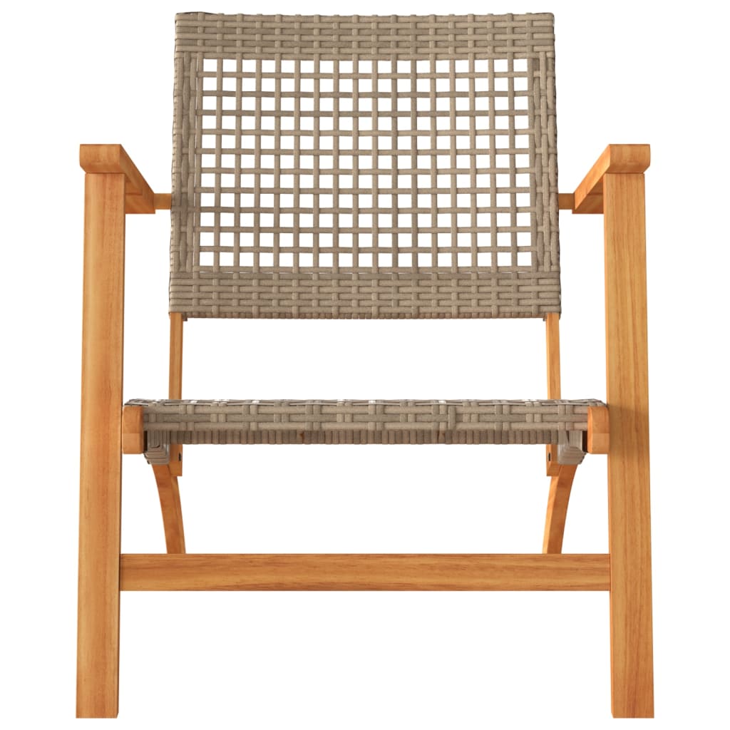 3-tlg. Bistro-Set Beige Poly Rattan und Massivholz Akazie