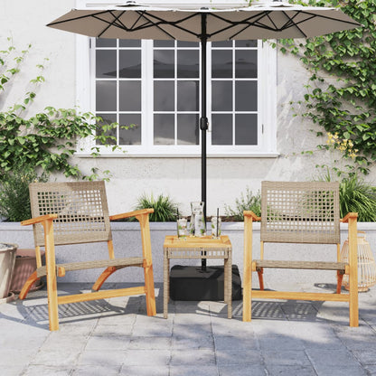 3-tlg. Bistro-Set Beige Poly Rattan und Massivholz Akazie