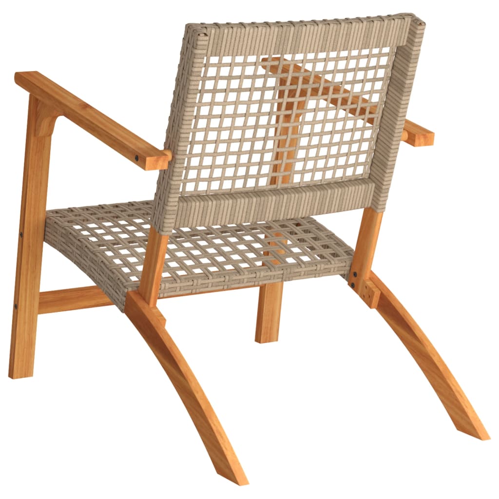 Gartenstühle 2 Stk. Beige Poly Rattan und Akazienholz