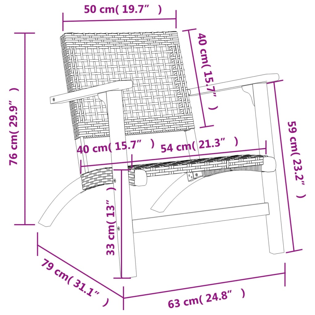 Gartenstühle 2 Stk. Beige Poly Rattan und Akazienholz