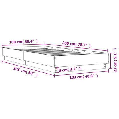 Bettgestell Grau Sonoma 100x200 cm Holzwerkstoff