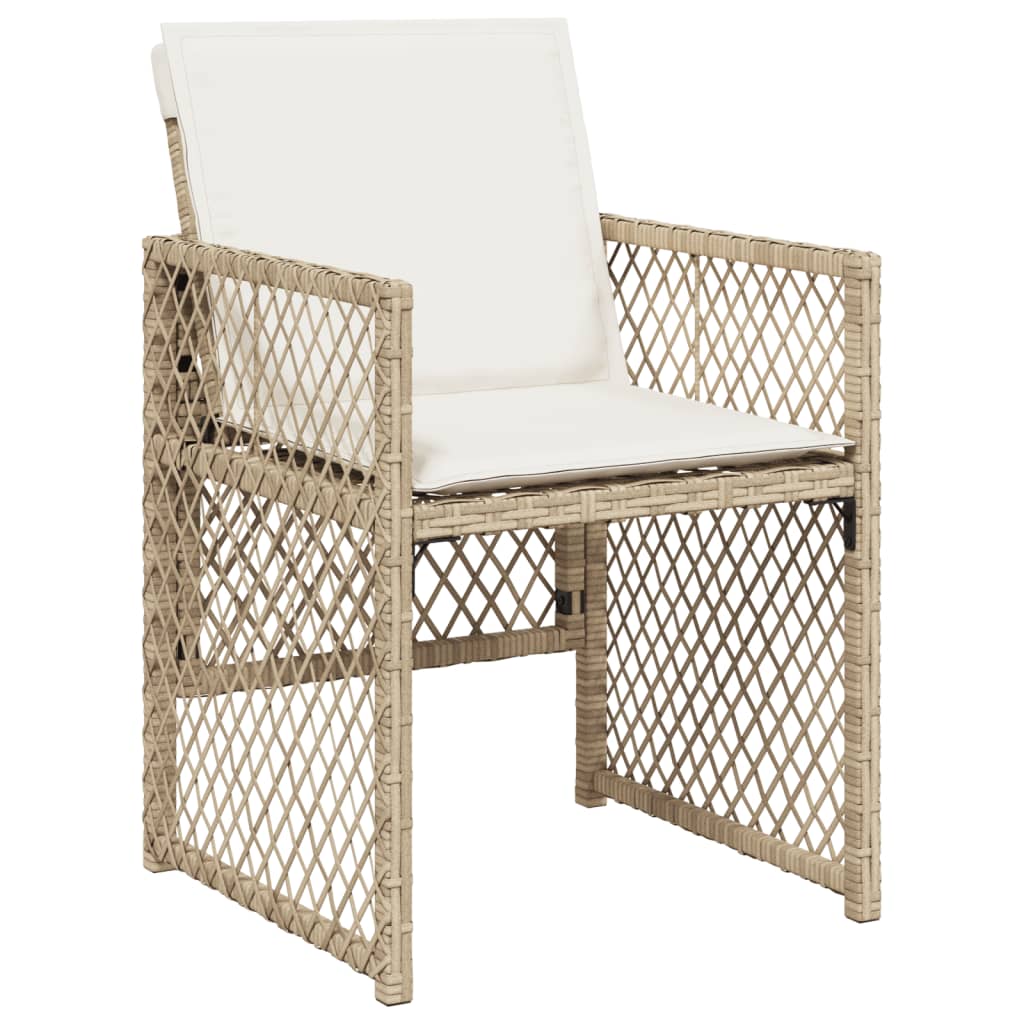 11-tlg. Garten-Essgruppe mit Kissen Beige Poly Rattan