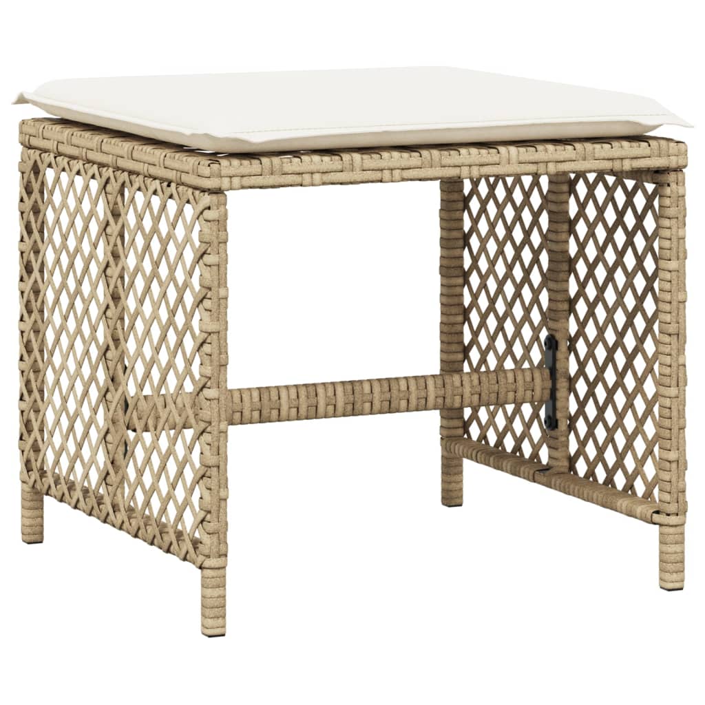 13-tlg. Garten-Essgruppe mit Kissen Beige Poly Rattan