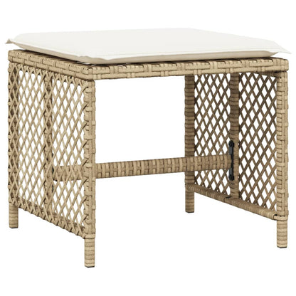 15-tlg. Garten-Essgruppe mit Kissen Beige Poly Rattan