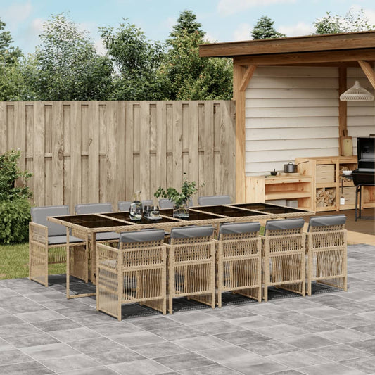 11-tlg. Garten-Essgruppe mit Kissen Grau Poly Rattan