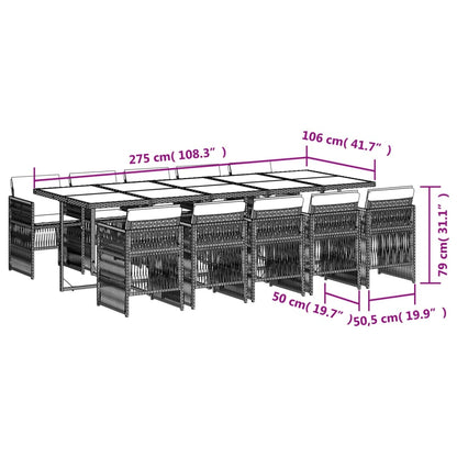 11-tlg. Garten-Essgruppe mit Kissen Beigemischung Poly Rattan