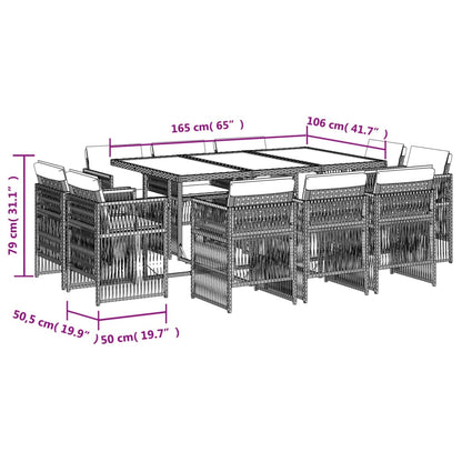 11-tlg. Garten-Essgruppe mit Kissen Beigemischung Poly Rattan