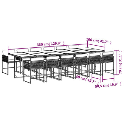 13-tlg. Garten-Essgruppe mit Kissen Beigemischung Poly Rattan