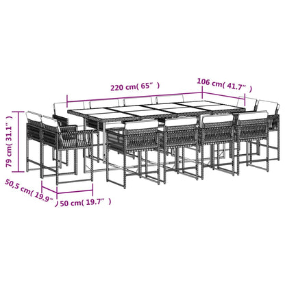 13-tlg. Garten-Essgruppe mit Kissen Beigemischung Poly Rattan