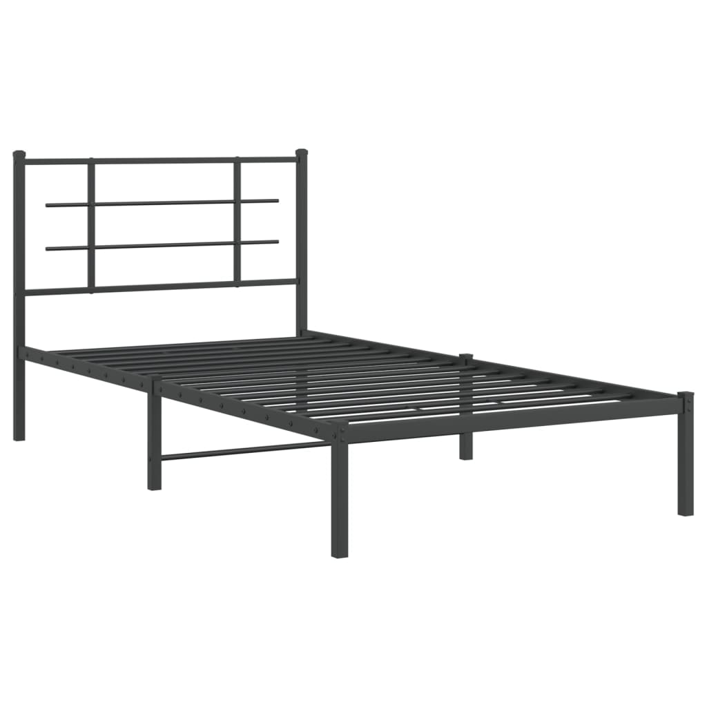 Bettgestell mit Kopfteil Metall Schwarz 107x203 cm