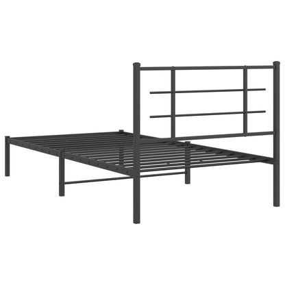 Bettgestell mit Kopfteil Metall Schwarz 107x203 cm