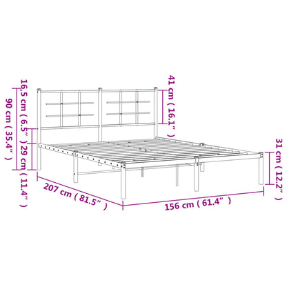 Bettgestell mit Kopfteil Metall Schwarz 150x200 cm