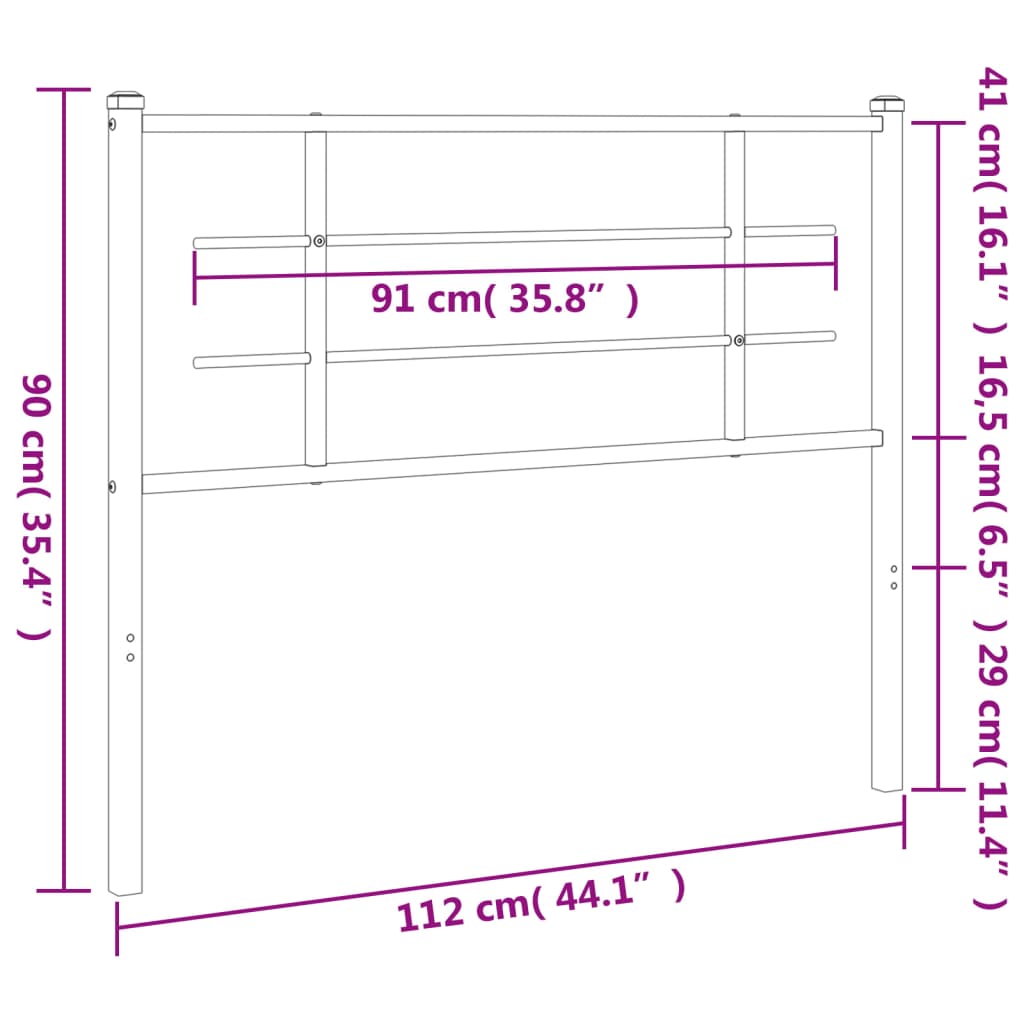 Kopfteil Metall Schwarz 107 cm