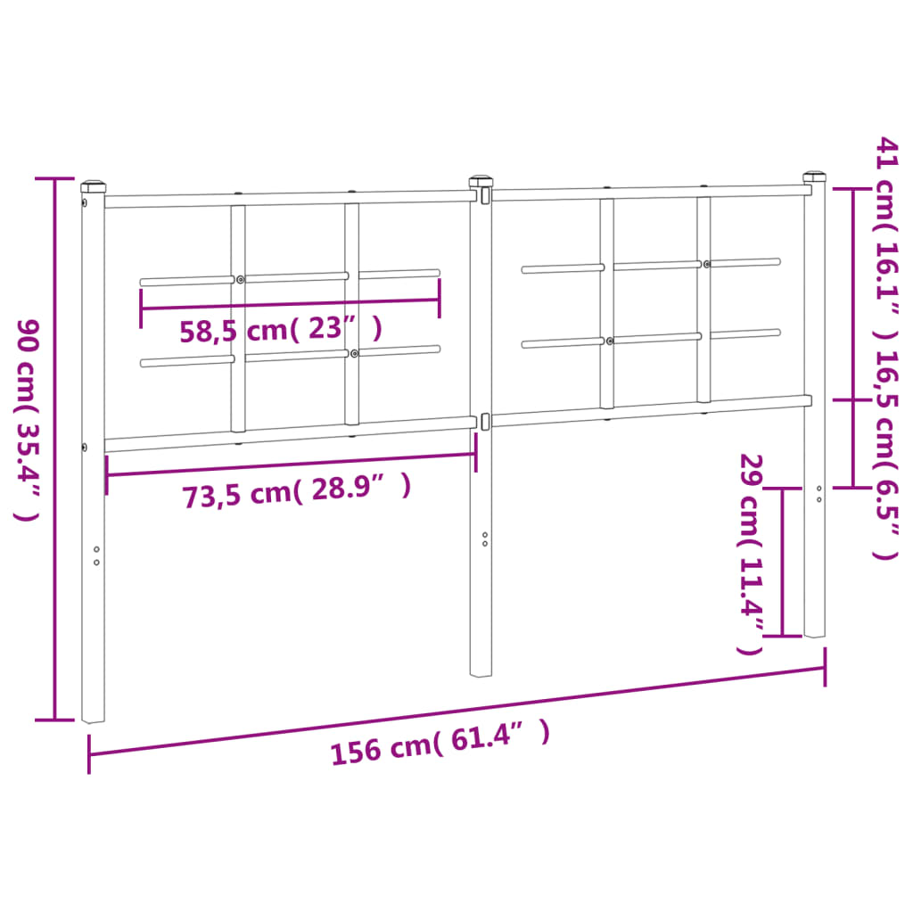 Kopfteil Metall Schwarz 150 cm