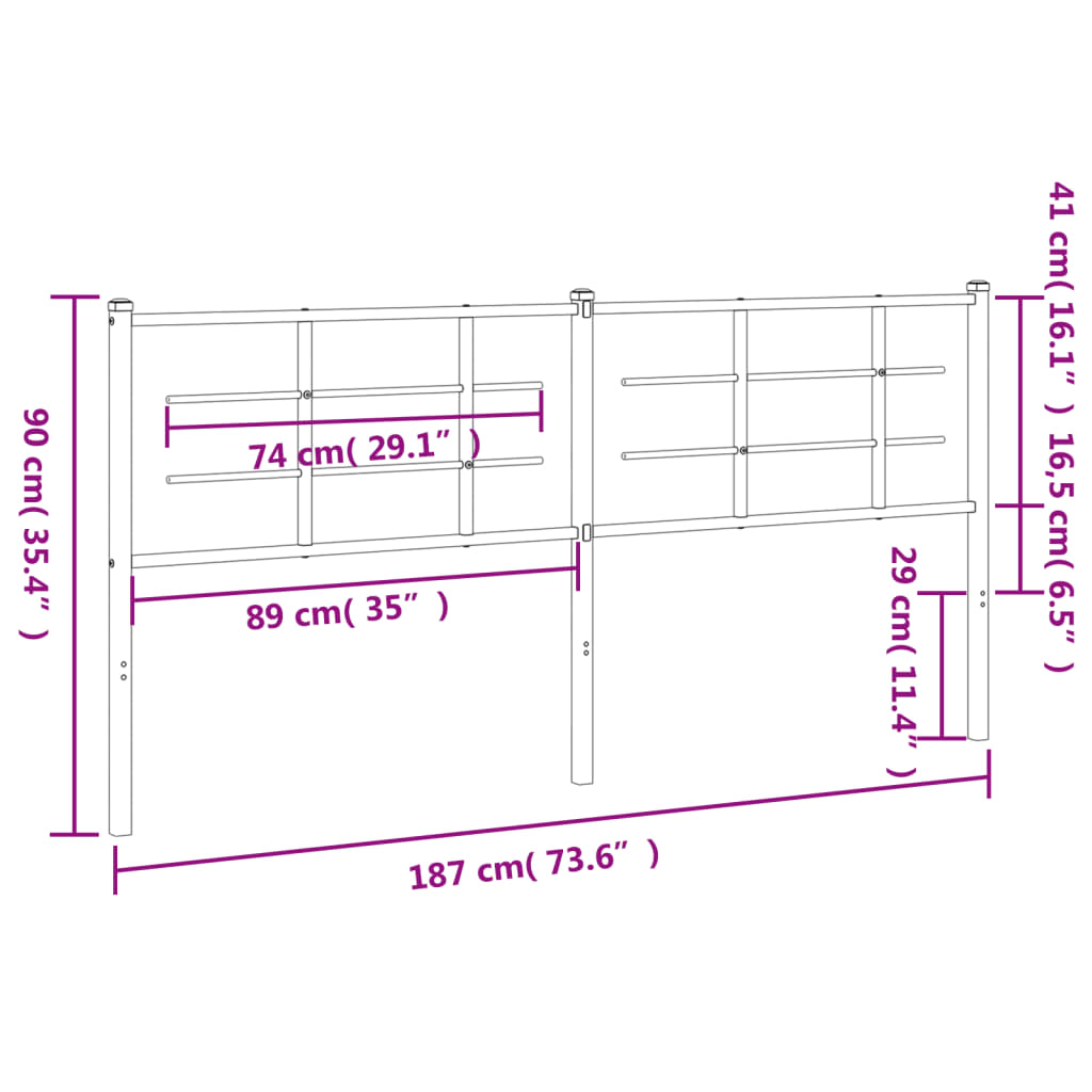 Kopfteil Metall Schwarz 180 cm