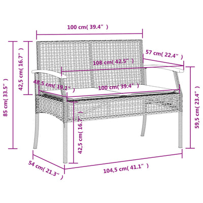 Gartenbank mit Kissen Beige Poly Rattan Akazienholz