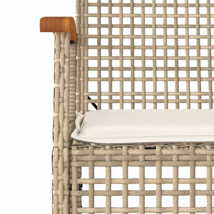 3-tlg. Bistro-Set mit Kissen Beige Poly Rattan Akazienholz