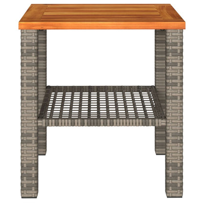 Gartentisch Grau 40x40x42 cm Poly Rattan Akazienholz