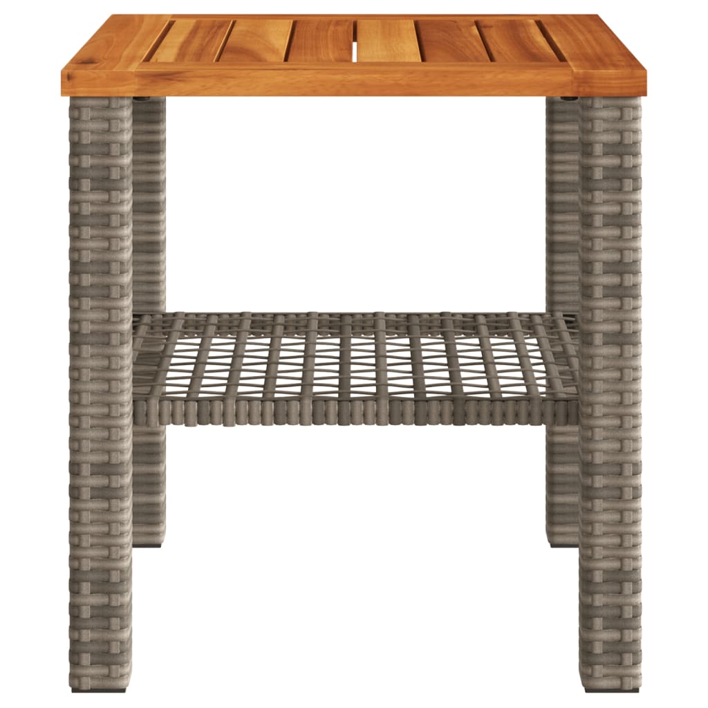 Gartentisch Grau 40x40x42 cm Poly Rattan Akazienholz