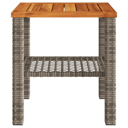 Gartentisch Grau 40x40x42 cm Poly Rattan Akazienholz