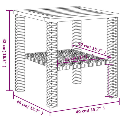 Gartentisch Grau 40x40x42 cm Poly Rattan Akazienholz