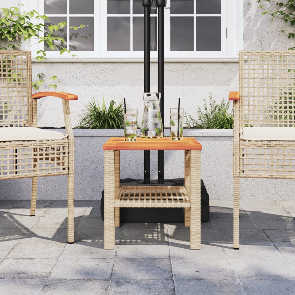 Gartentisch Beige 40x40x42 cm Poly Rattan Akazienholz