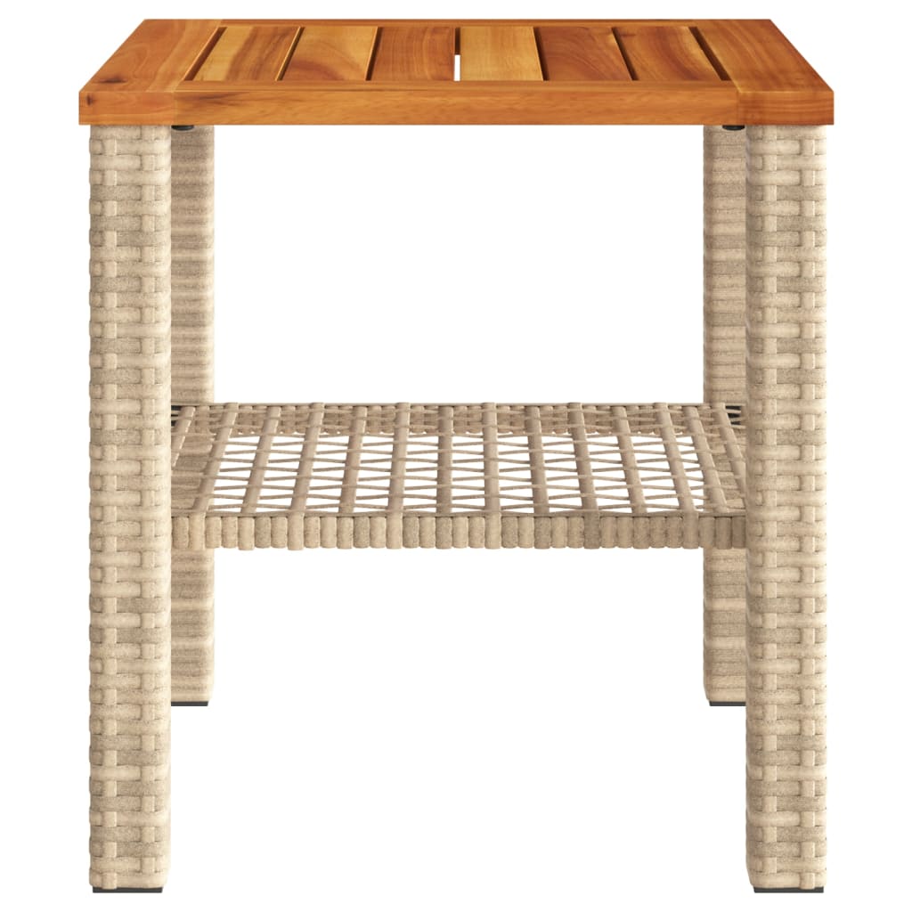 Gartentisch Beige 40x40x42 cm Poly Rattan Akazienholz