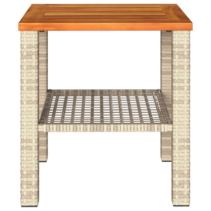 Gartentisch Beige 40x40x42 cm Poly Rattan Akazienholz