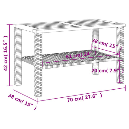 Gartentisch Schwarz 70x38x42 cm Poly Rattan Akazienholz