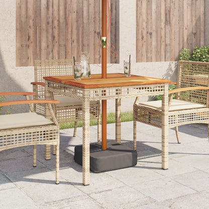 Gartentisch Beige 80x80x75 cm Poly Rattan Akazienholz