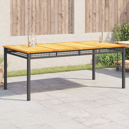 Gartentisch Schwarz 180x90x75 cm Poly Rattan Akazienholz