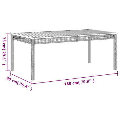 Gartentisch Grau 180x90x75 cm Poly Rattan Akazienholz