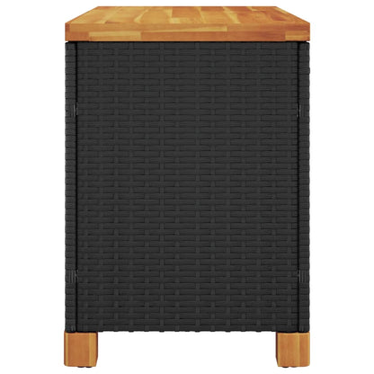 Garten-Auflagenbox Schwarz 80x40x48 cm Poly Rattan Akazienholz