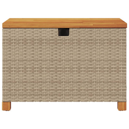 Gartentruhe Beige 80x40x48 cm Poly Rattan Akazienholz